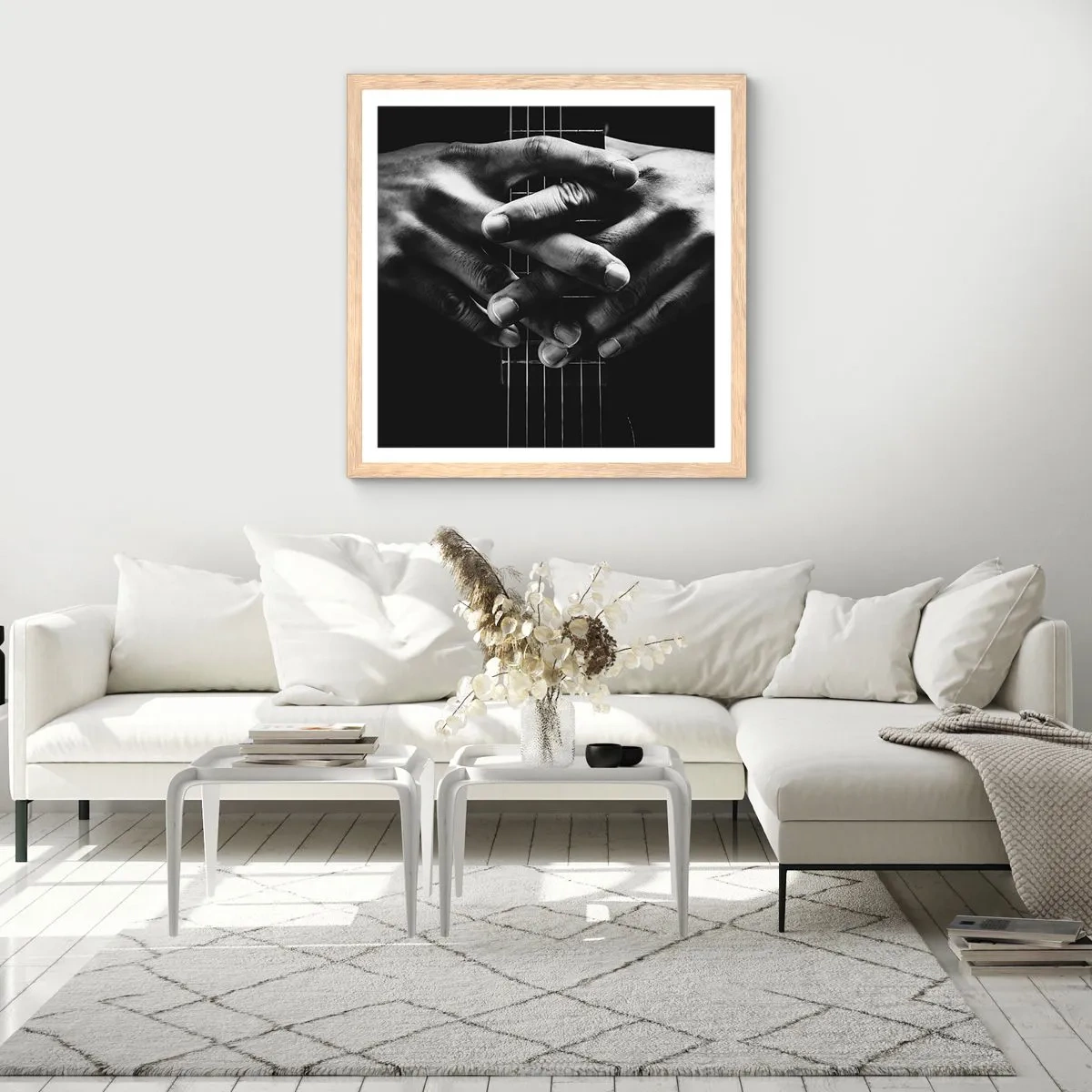 Pôster com moldura de carvalho claro - Oração do artista - 40x40 cm