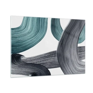 Quadro em vidro - Trilhas esmeralda e preta - 100x70 cm