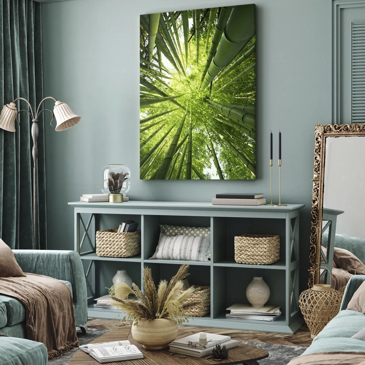Quadro em tela - Em um bosque de bambu - 45x80 cm