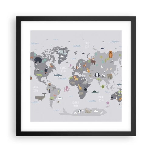 Pôster com moldura preta - Diga-me de onde é... - 40x40 cm