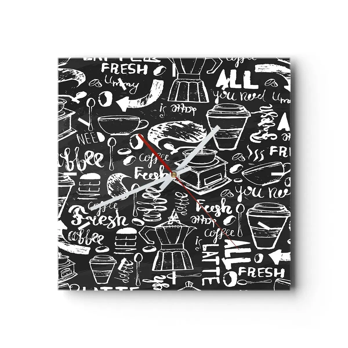 Relógio de parede - Relógio em vidro - Tudo o que precisa é... - 40x40 cm
