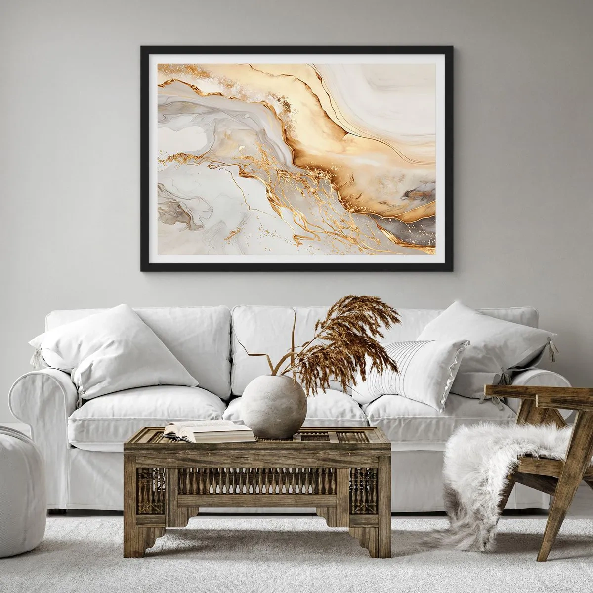 Pôster com moldura preta - Abstração: beleza e bondade - 91x61 cm