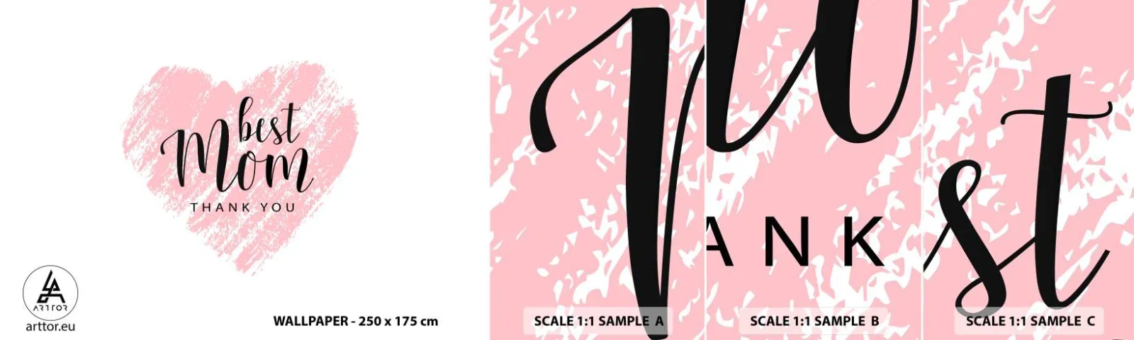 Amostra de Papel de Parede Standard Eco - Sempre o momento certo - Coração, Amor, Dia das Mães - 100x30 cm