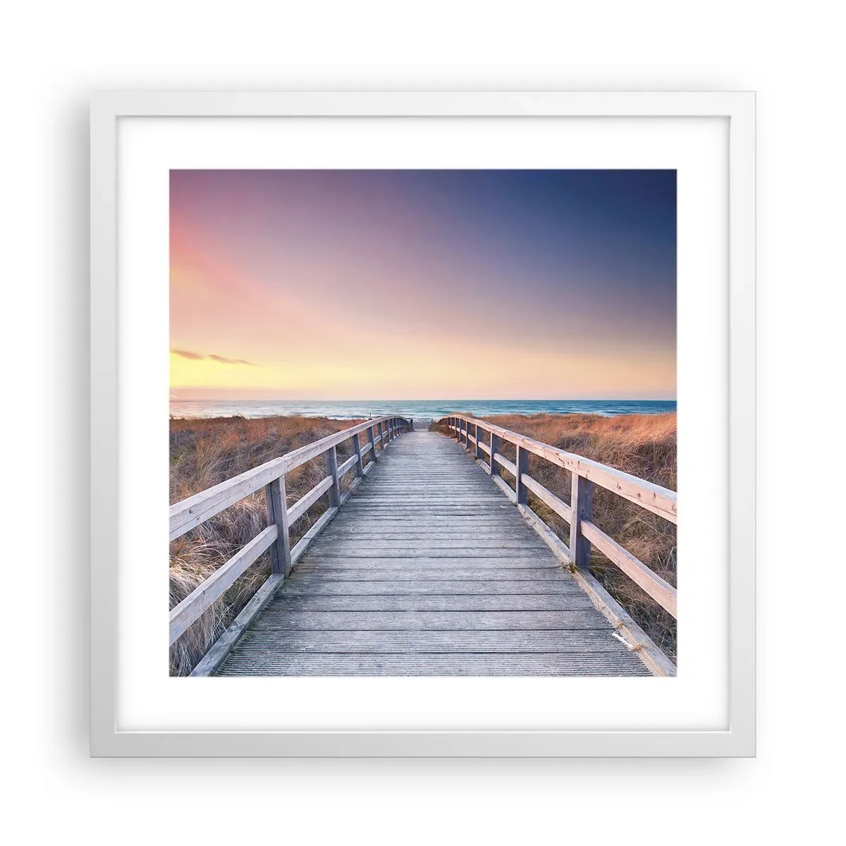 Pôster em moldura branca - Aurora da noite do Báltico - 40x40 cm