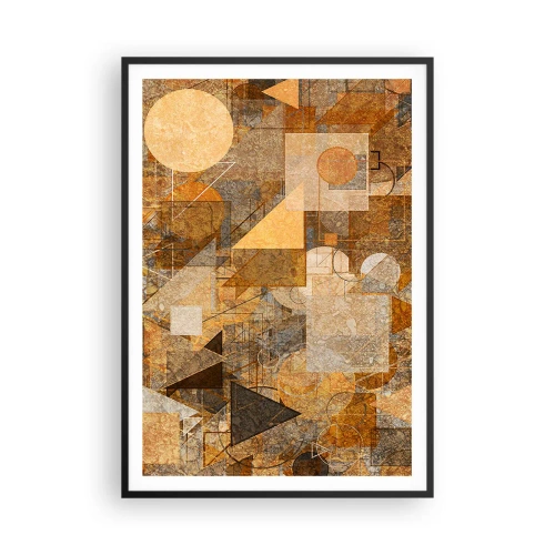 Pôster com moldura preta - Estudo Cubista em Bronze - 70x100 cm