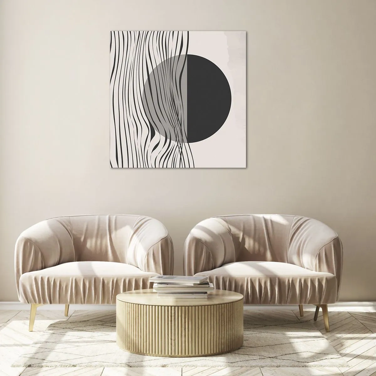 Quadro em vidro - Composição da metade - 70x70 cm