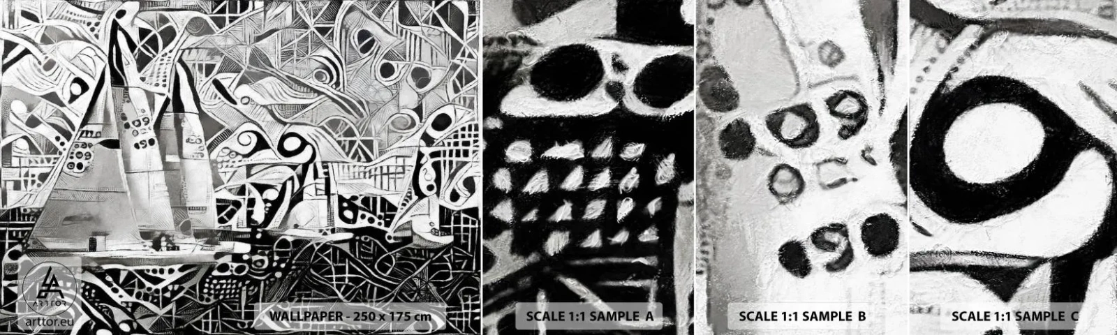 Amostra de papel de parede autocolante Deluxe Sticker - Entre as ondas - navegação, Cubismo, Pedaço - 100x30 cm