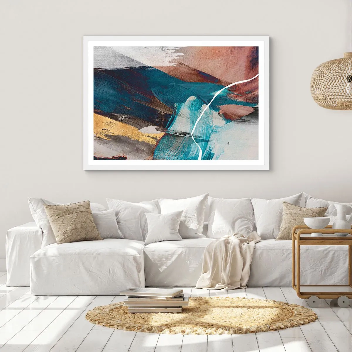 Pôster em moldura branca - Com elegância e energia - 50x40 cm