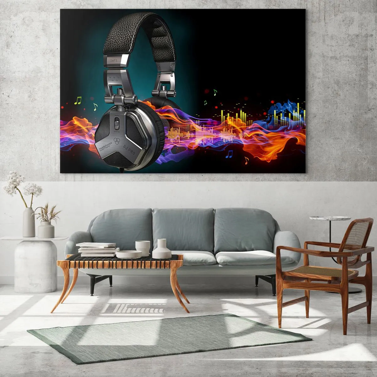 Quadro em vidro - No fogo da música - 100x70 cm