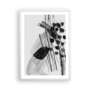 Pôster em moldura branca - Abstração orgánica em preto e branco - 50x70 cm