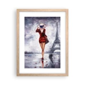 Pôster com moldura de carvalho claro - Símbolos parisienses - 30x40 cm