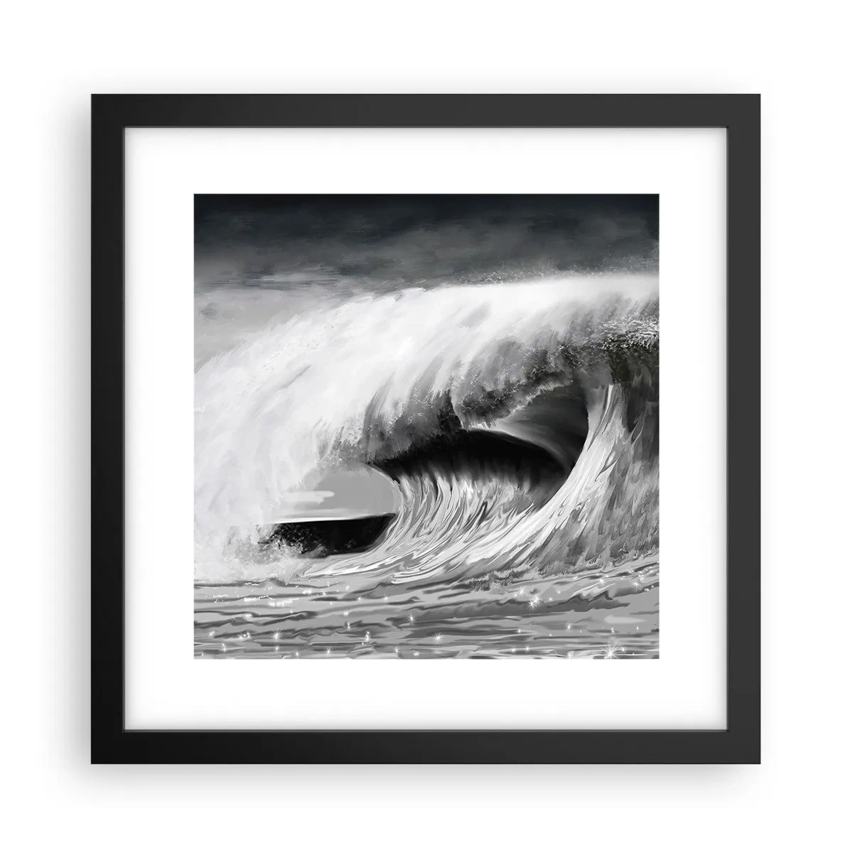 Pôster com moldura preta - A ira do oceano - 30x30 cm