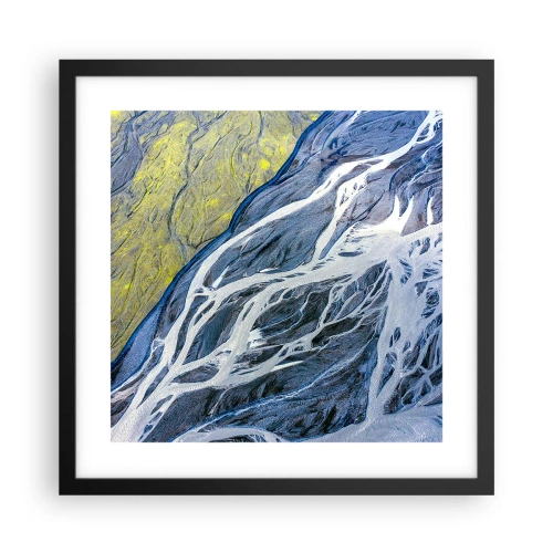 Pôster com moldura preta - Pinturas rupestres da natureza - 40x40 cm