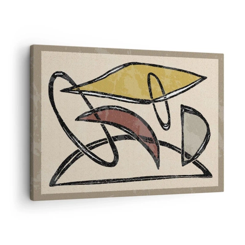 Quadro em tela - Abstração com formas geométricas e cores suaves - 70x50cm - Verticais e horizontais - Decoração de parede moderna para a sala de estar e quarto ARTTOR