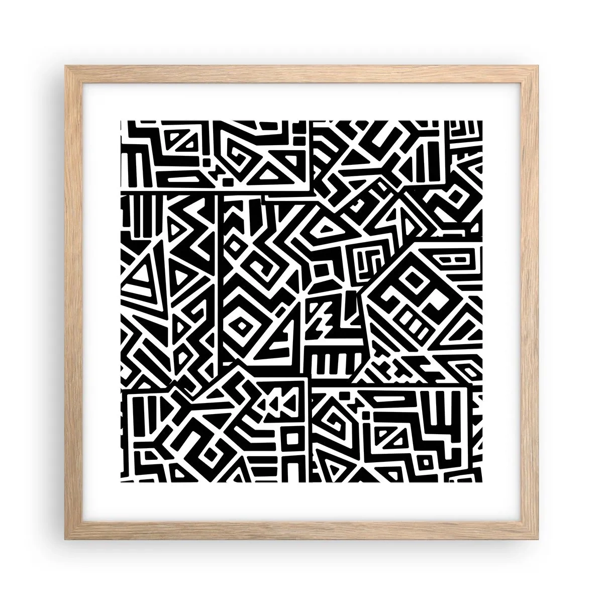 Pôster com moldura de carvalho claro - Composição pré-colombiana - 40x40 cm