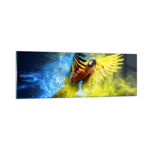 Quadro em vidro - Em pó azul-dourado - 90x30 cm