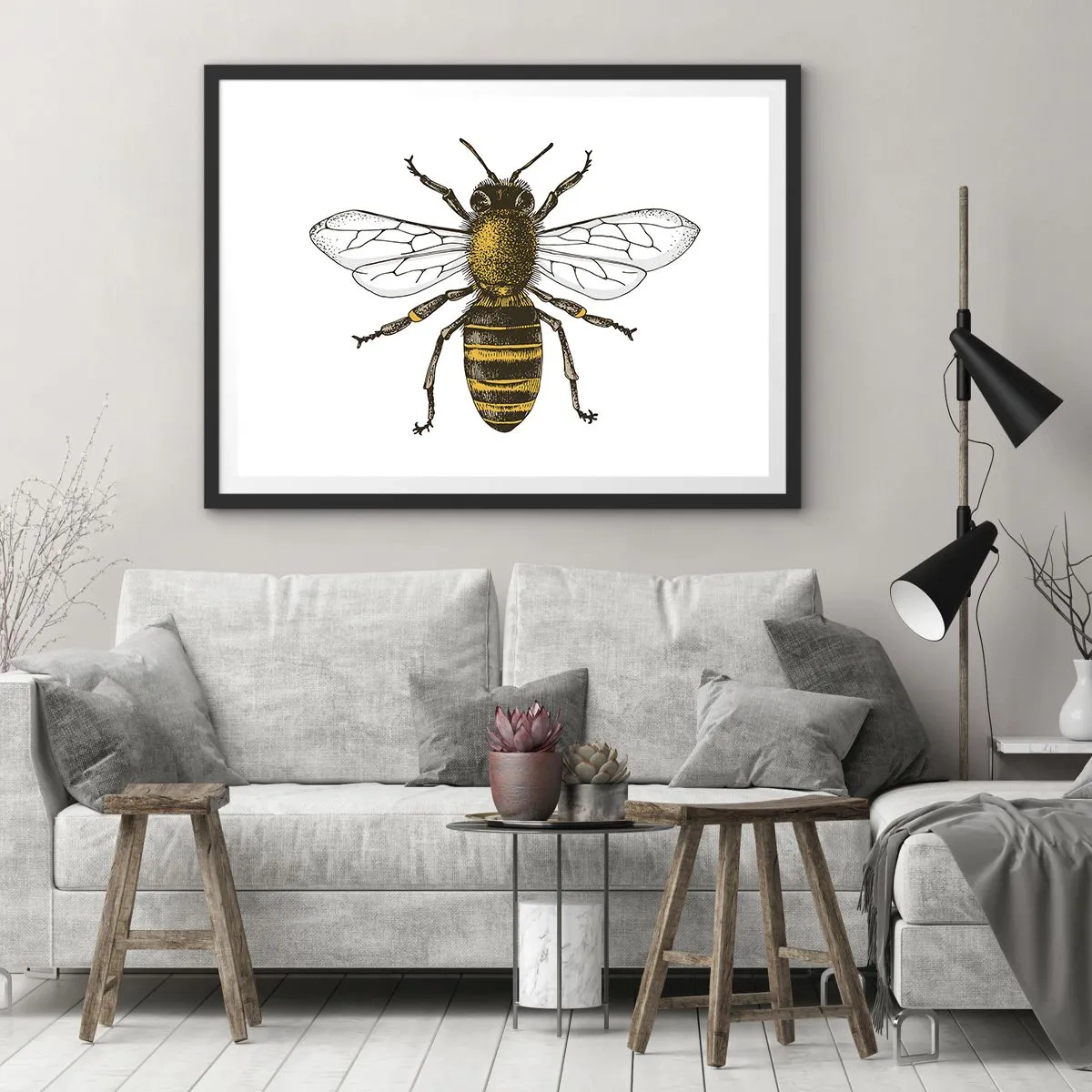 Pôster com moldura preta - Linda e boa - 100x70 cm