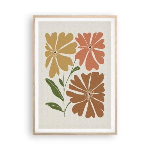 Pôster com moldura de carvalho claro - Natureza e geometria - 70x100 cm