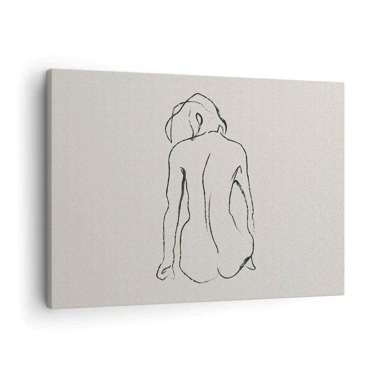 Quadro em tela - Um esboço sutil da silhueta de uma menina vista de trás - 70x50cm - Nu de rapariga - Decoração de parede moderna para a sala de estar e quarto ARTTOR