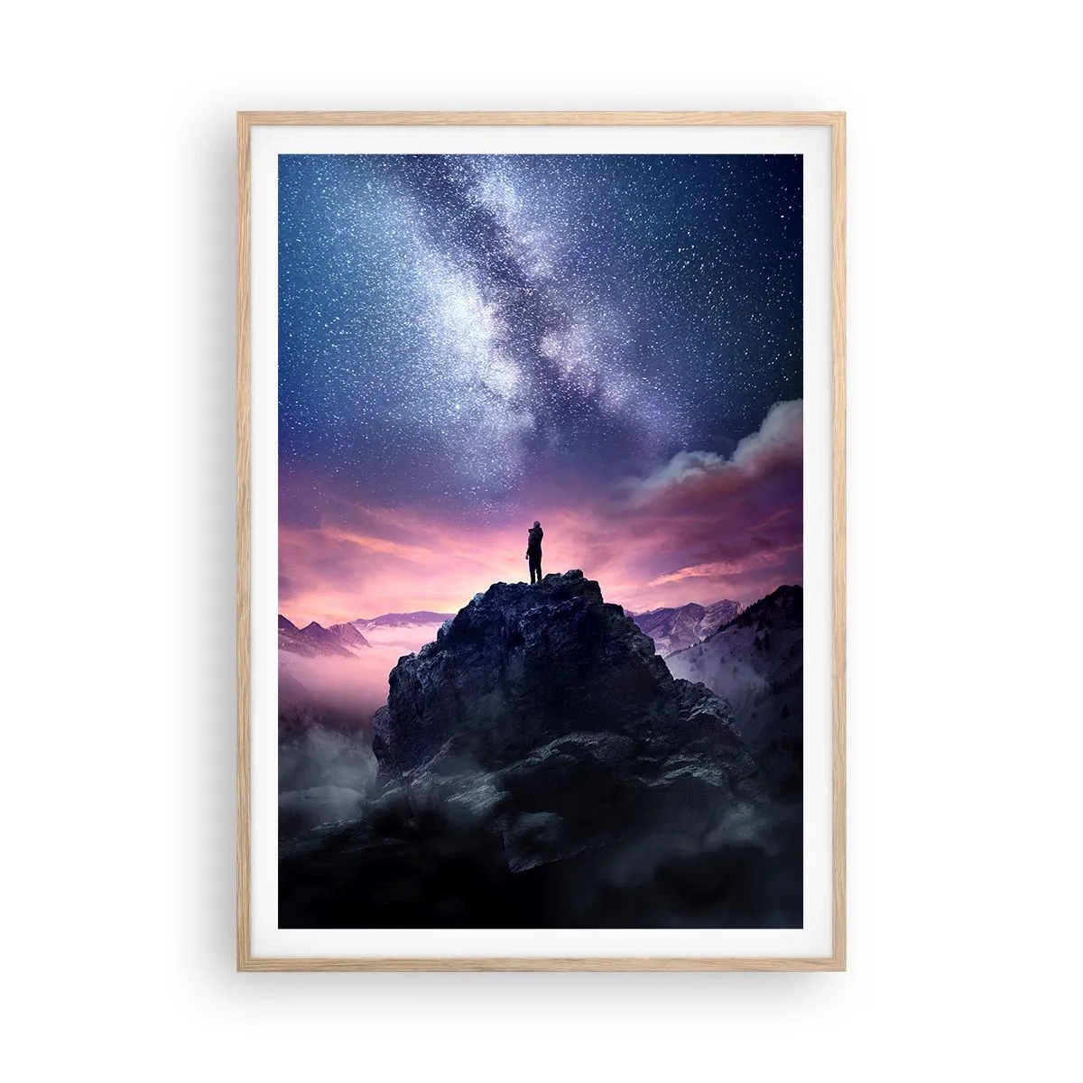 Pôster com moldura de carvalho claro - E sentiu a vida - 70x100 cm