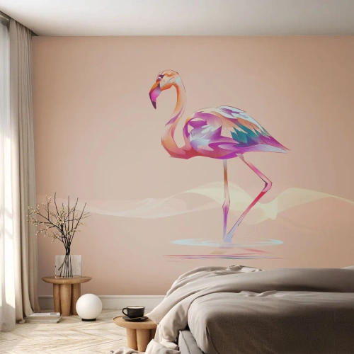 Papel de Parede Autocolante Deluxe Sticker - A ave das boas emoções - Flamingo, Pássaro, Abstração - 100x70 cm