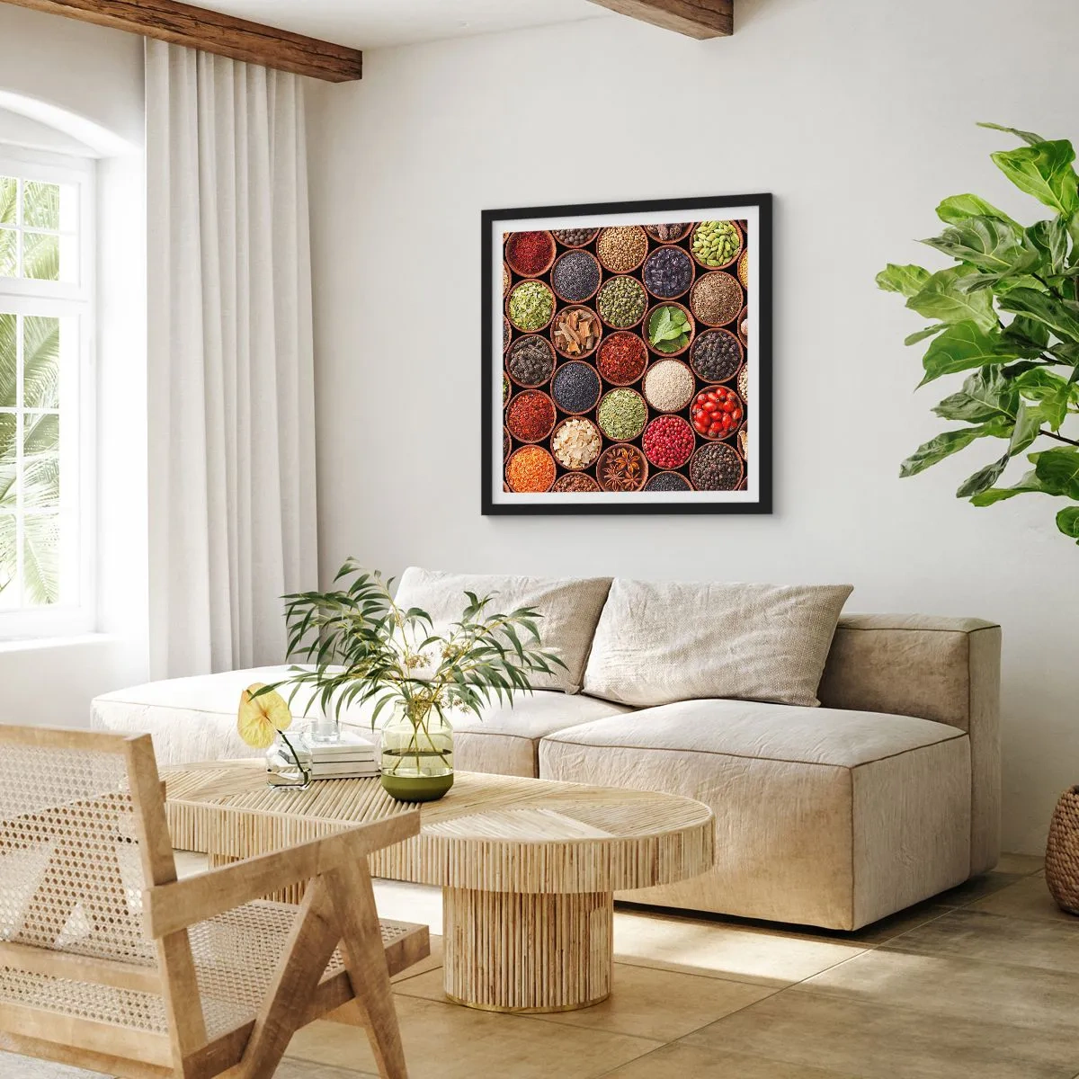 Pôster com moldura preta - Todos os sabores do mundo - 40x40 cm