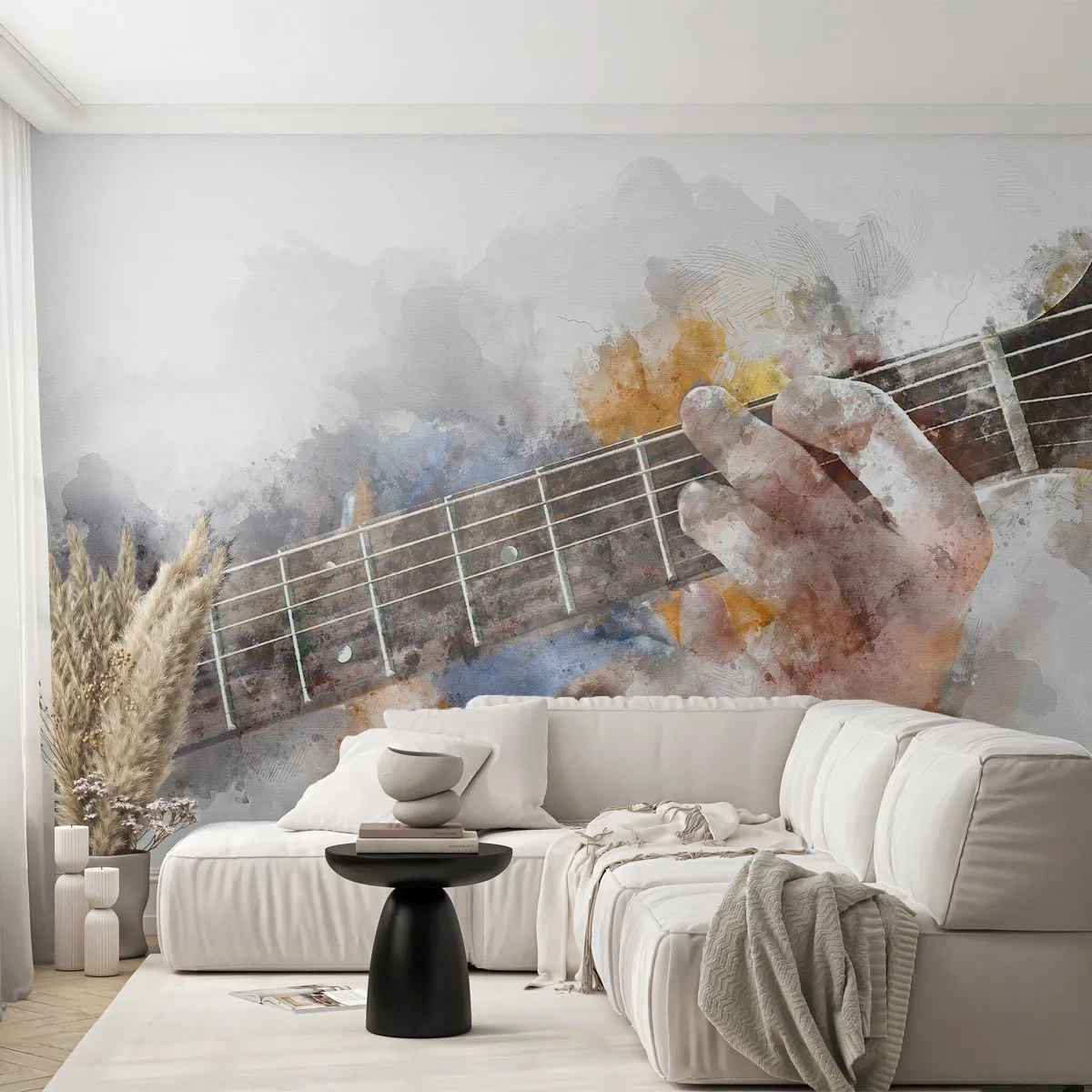 Papel de Parede Premium Sand - Poesia entre as cordas - Música, Guitarra, Gráficos - 500x350 cm