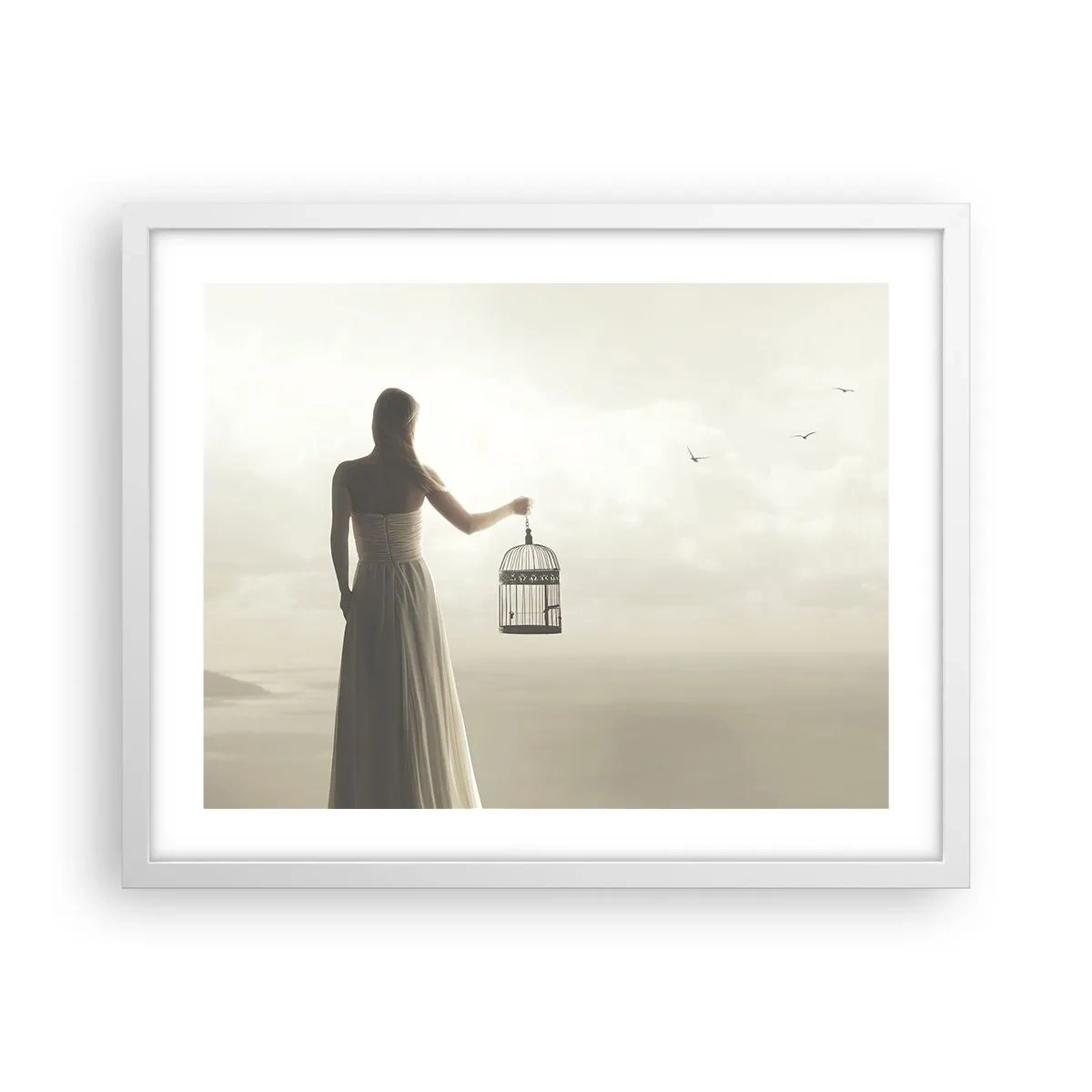 Pôster em moldura branca - Seja livre - 50x40 cm