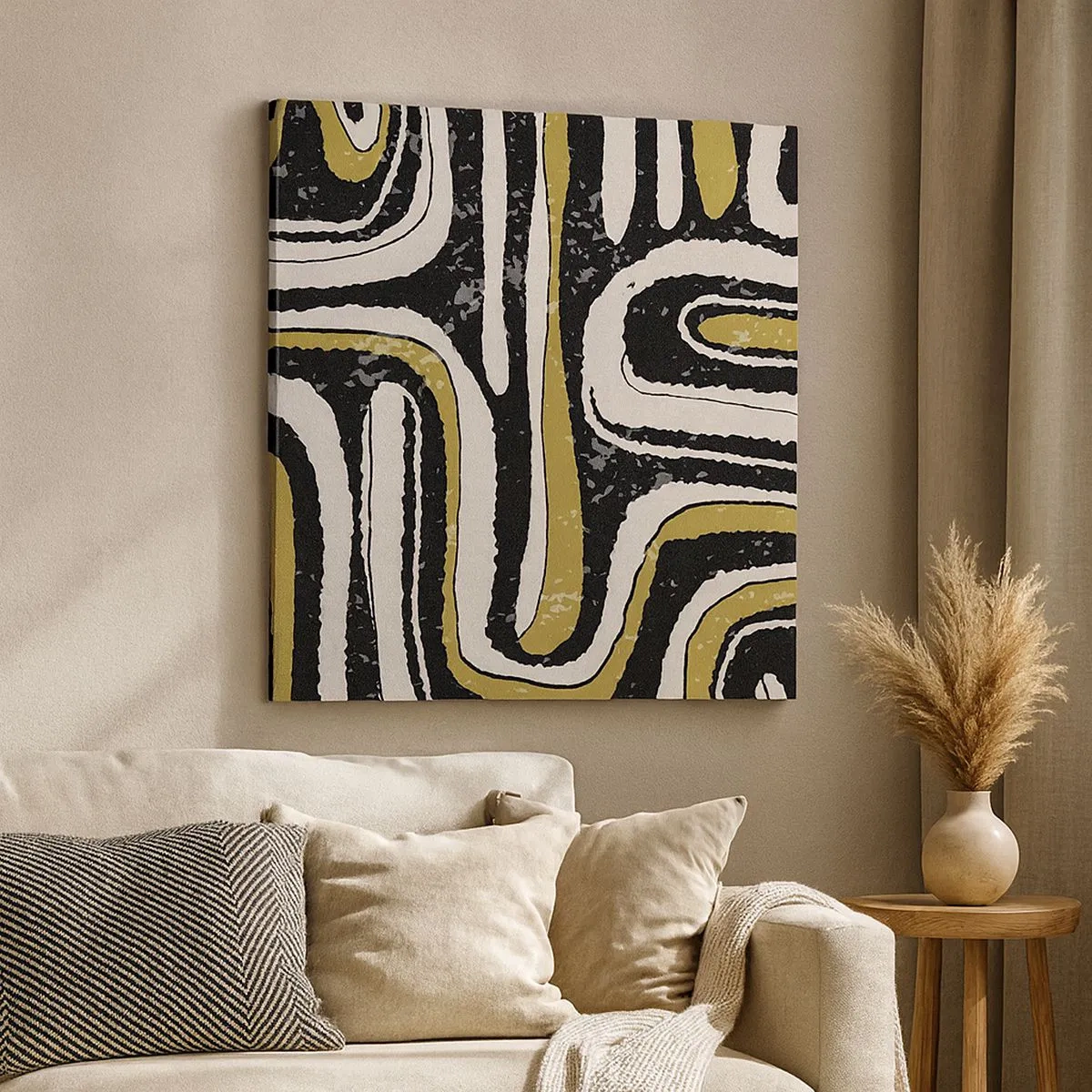 Quadro em tela - Composição: estradas e becos - 30x30 cm