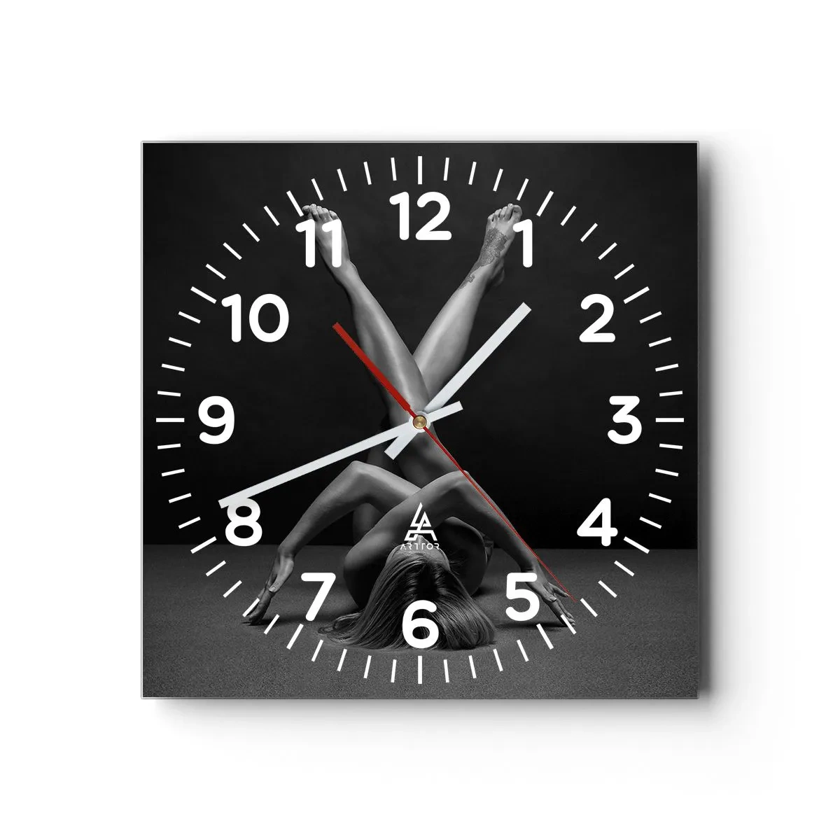 Relógio de parede - Relógio em vidro - Geometria da nudez - 30x30 cm