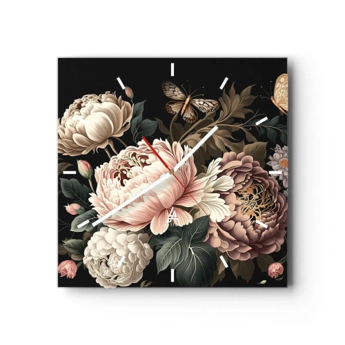 Relógio de parede - Relógio em vidro - Em estilo barroco - 40x40 cm