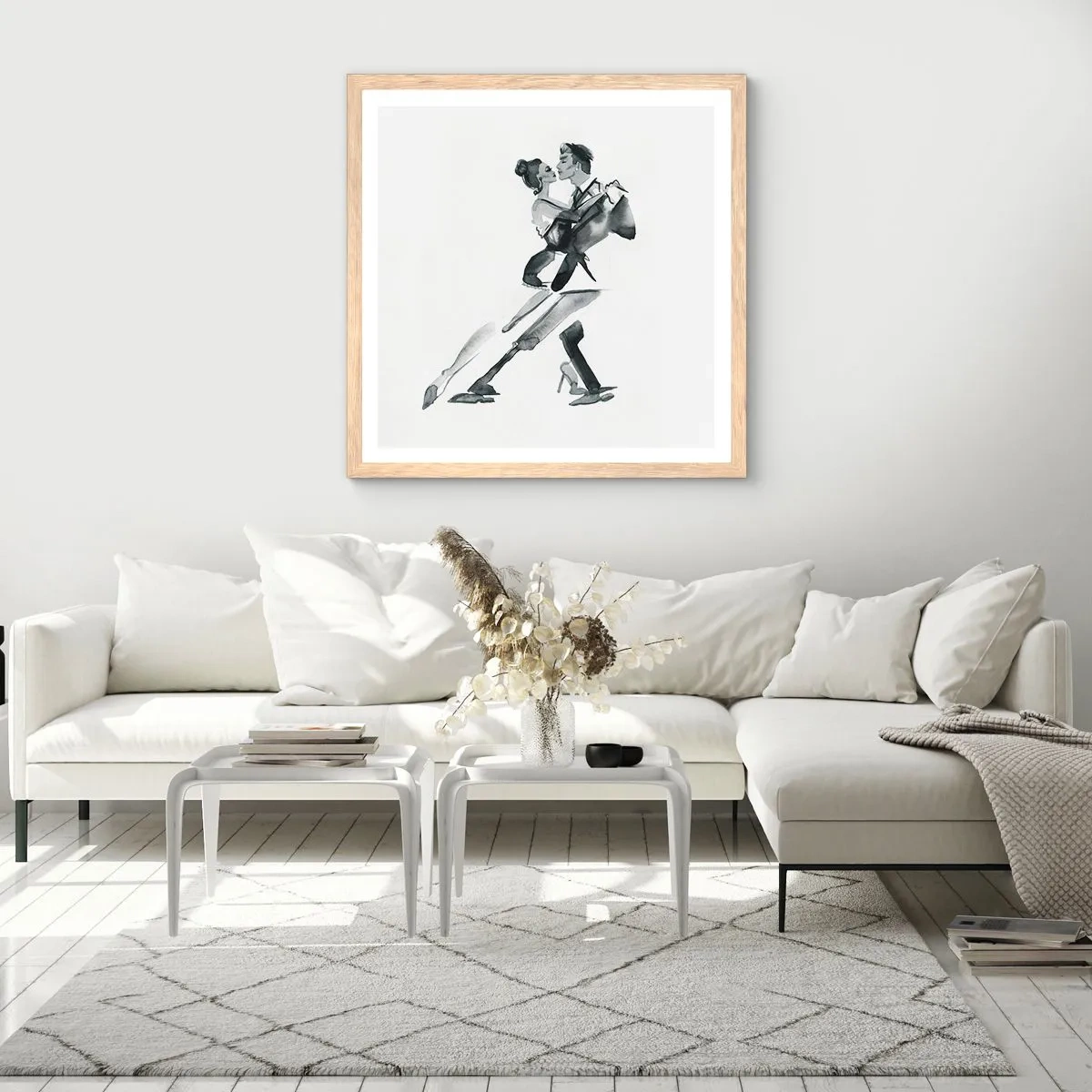 Pôster com moldura de carvalho claro - Num só ritmo - 30x30 cm