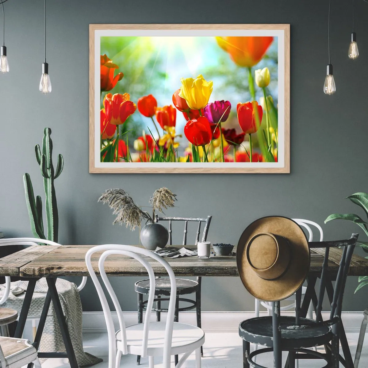 Pôster com moldura de carvalho claro - Todas as cores do sol - 91x61 cm