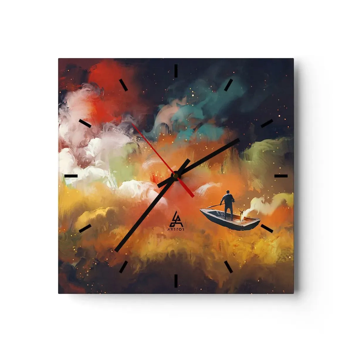 Relógio de parede - Relógio em vidro - De barco pela galáxia - 30x30 cm