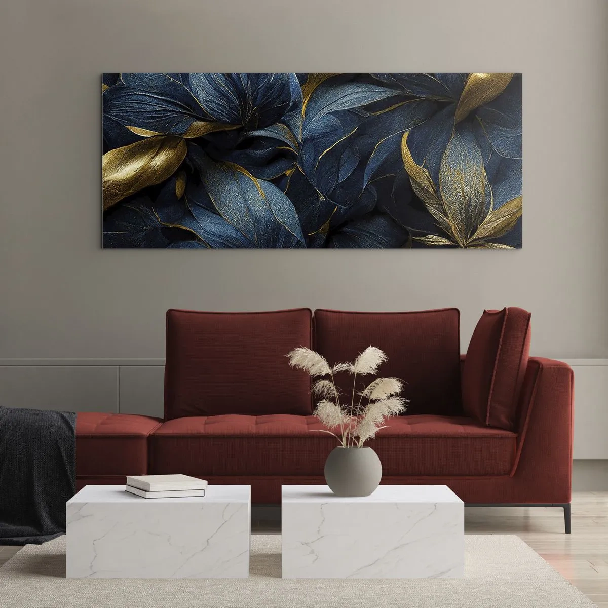 Quadro em vidro - Forrado com ouro - 120x50 cm
