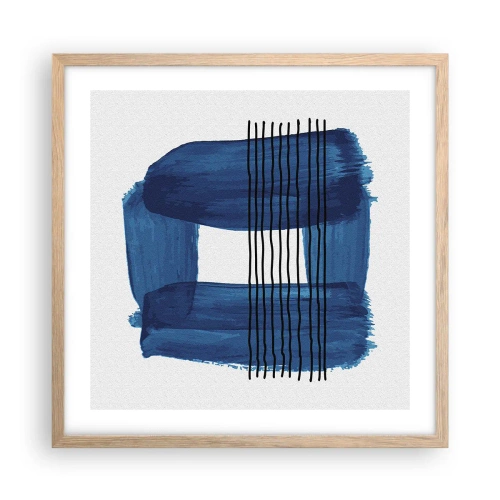 Pôster com moldura de carvalho claro - Composição azul-negra - 50x50 cm