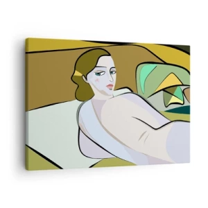 Quadro em tela - Figura abstrata em estilo moderno - 70x50cm - Retrato íntimo - Decoração de parede moderna para a sala de estar e quarto ARTTOR