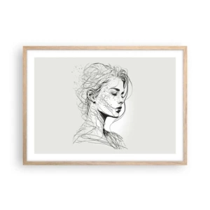 Pôster com moldura de carvalho claro - Retrato em pensamento - 70x50 cm