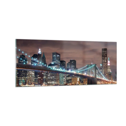 Quadro em vidro - Luzes de uma cidade grande - 100x40 cm