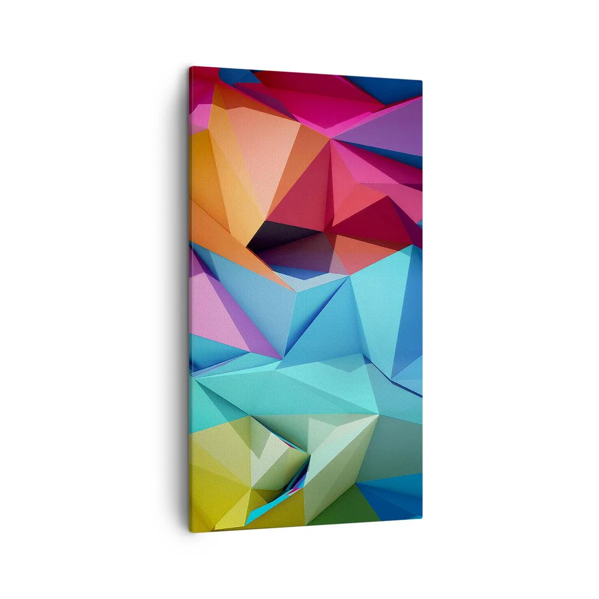 Quadro em tela - Arco-íris de origami - 45x80 cm