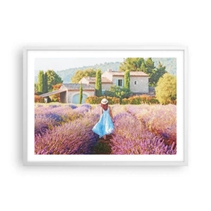 Pôster em moldura branca - Menina Lavanda - 70x50 cm