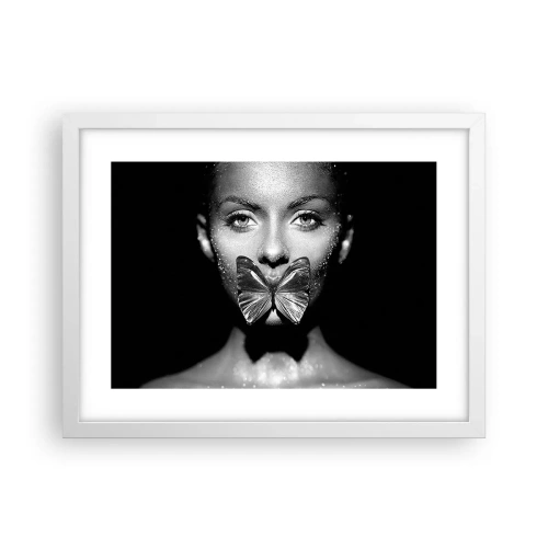 Pôster em moldura branca - O beijo da borboleta - 40x30 cm
