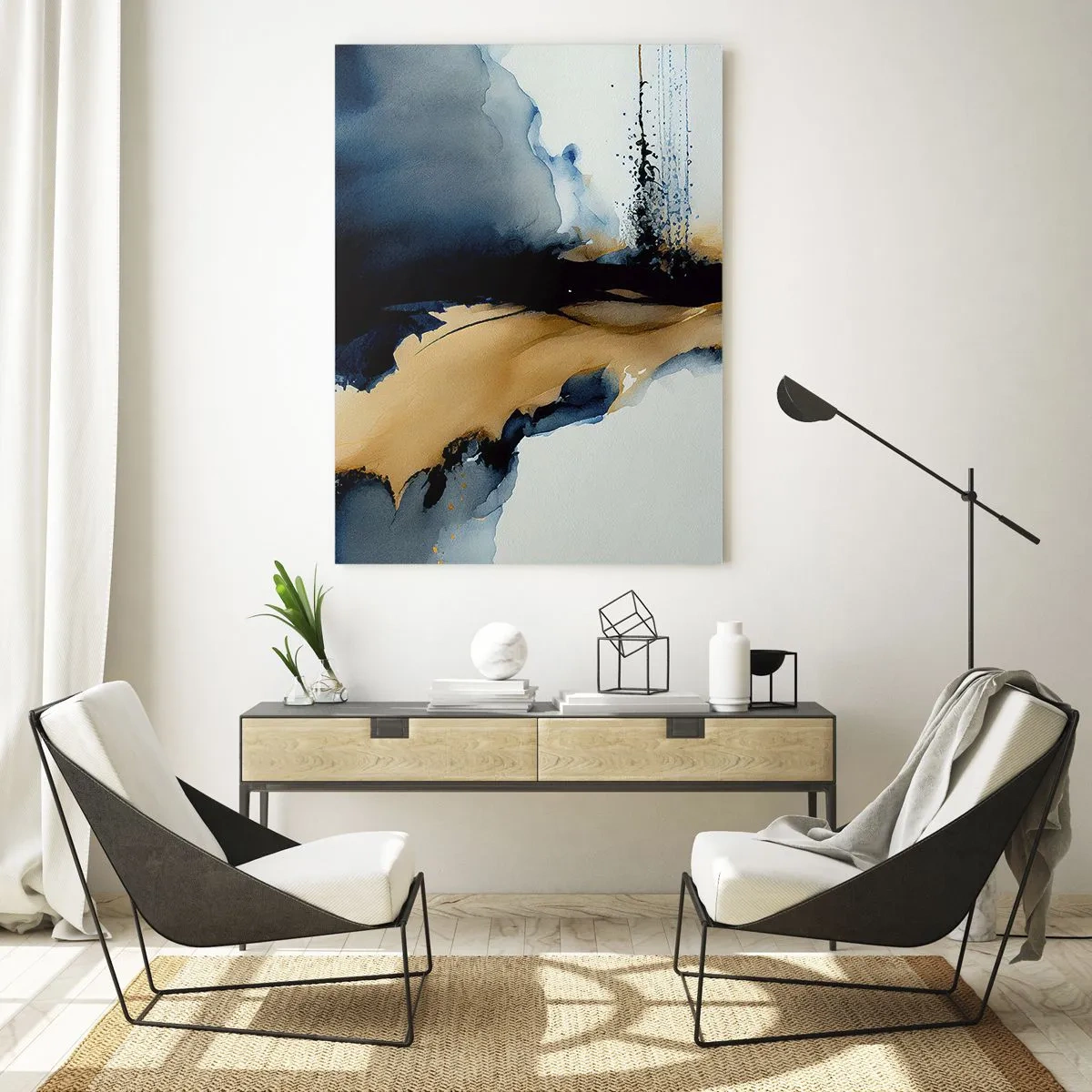 Quadro em vidro - Atrás da cortina - 50x70 cm