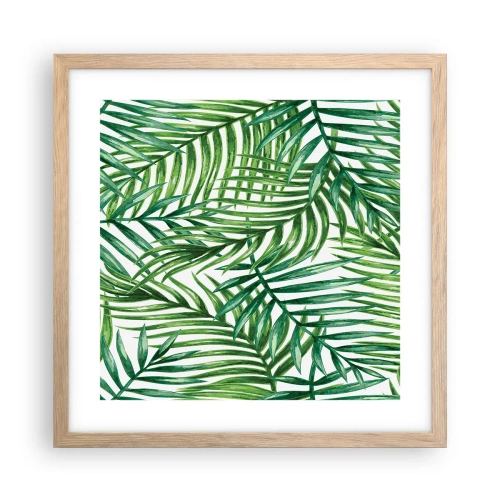 Pôster com moldura de carvalho claro - Sob as folhas verdes - 40x40 cm