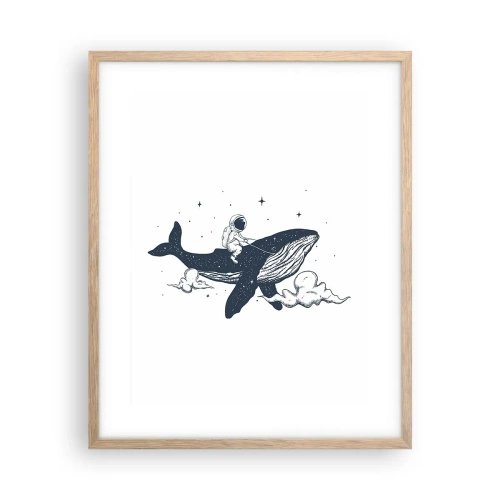 Pôster com moldura de carvalho claro - Aventura espacial - 40x50 cm