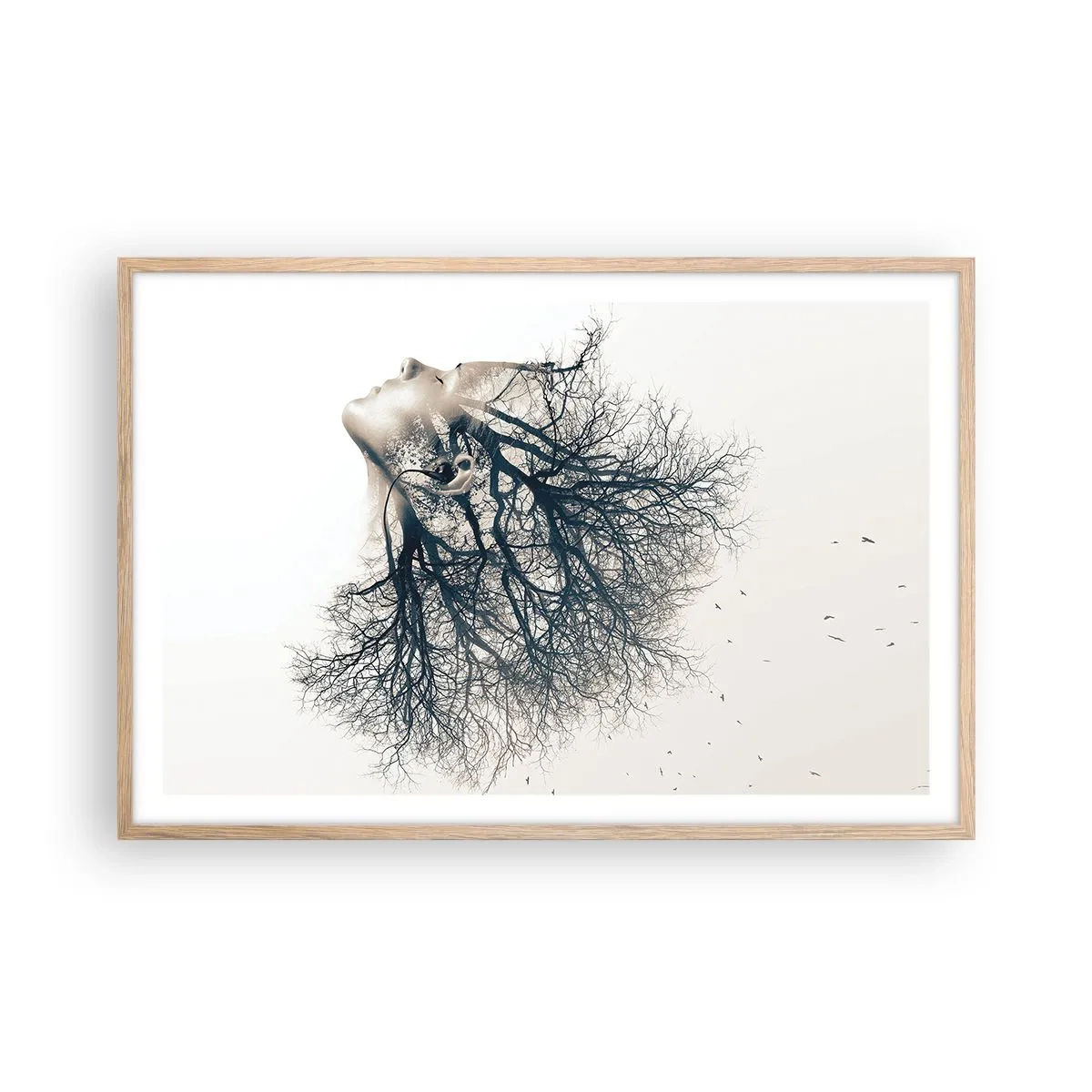 Pôster com moldura de carvalho claro - Ouvir o sussurro da árvore - 91x61 cm