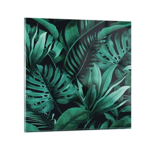 Quadro em vidro - A profundidade da vegetação tropical - 30x30 cm