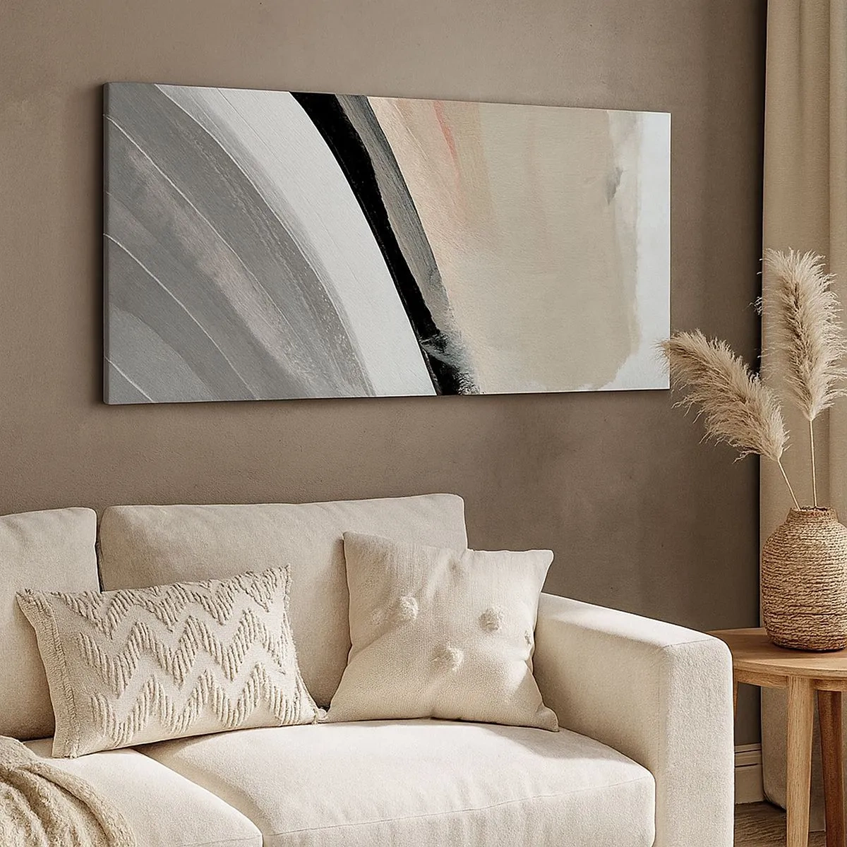 Quadro em tela - Composição: arco preto e cinza - 100x40 cm