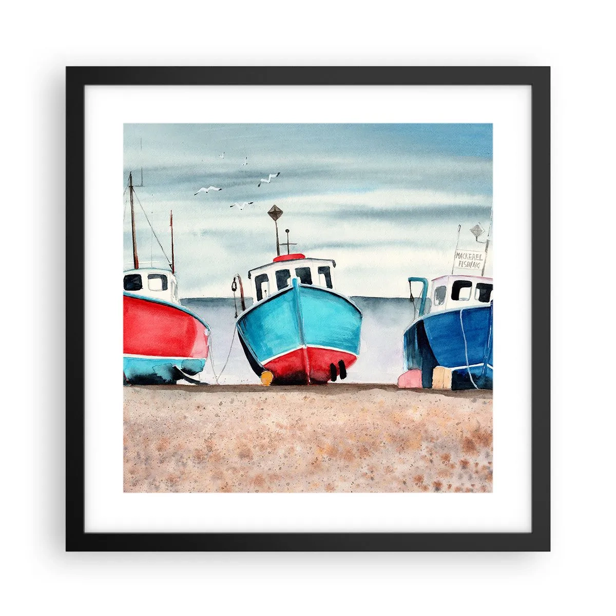 Pôster com moldura preta - Pronto para pescar - 40x40 cm