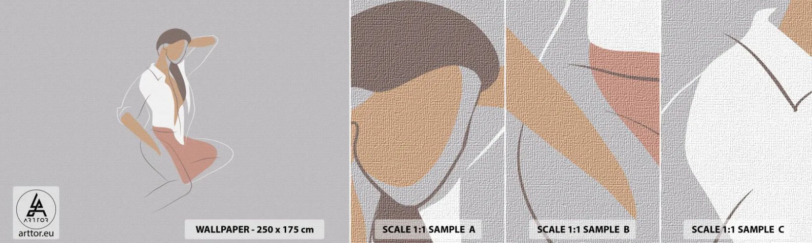 Amostra de Papel de Parede Standard Eco - O esboço do encanto - Mulher, Gráficos, Modelo - 100x30 cm